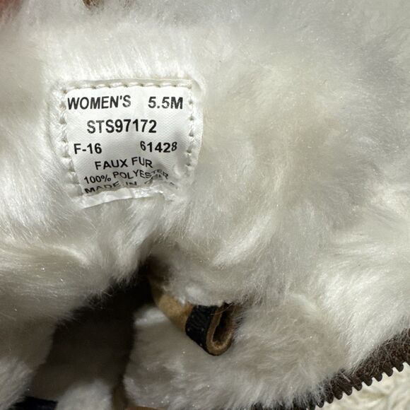 NEW  Sperry Luca Peak Tan brown suede leather fur lined wedge hiking boot Sz 5.5 - Picture 7 of 9